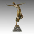 Danseur Bronze Jardin Sculpture Dame Décoration Craft Statue en laiton TPE-165